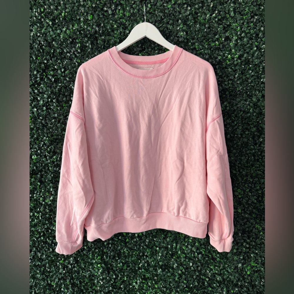 American Eagle Outfitters Soft Pink Crop Crewneck Sweatshirt Size XL